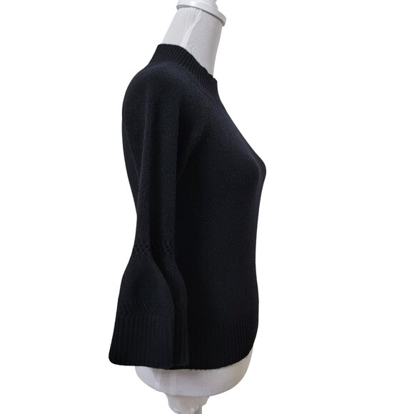 Carolina Herrera Size XS Black Wool/Cashmere Blend Bell Sleeve Sweater, EUC - Picture 6 of 13
